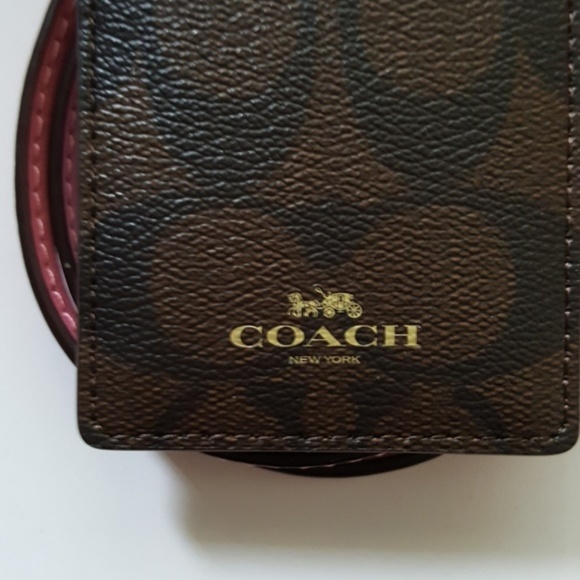 COACH ID Lanyard Badge ID Holder Brown/Pink - Picture 3 of 4